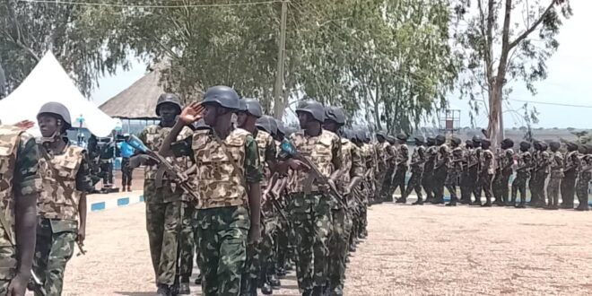 197 Nigerian troops lined up in Gambia on a peace maintenance mission
