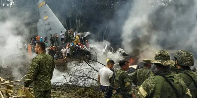 Dozens of people are feared dead when a Colombian military plane crashes on takeoff