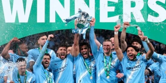 Guardiola made history when Man City beat Arsenal to win the EFL Cup