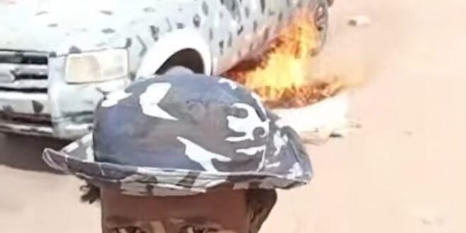 Terrorists release video of them setting fire to military vehicles