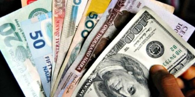 The naira slumped against the dollar in the official market, shedding N34.48