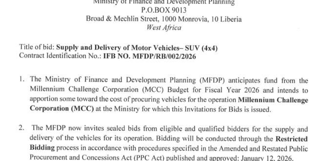 Bidding for Supply and Delivery of Motor Vehicles- SUV (4×4)