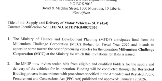Invitation for Bids Supply and Delivery of Motor Vehicles- SUV