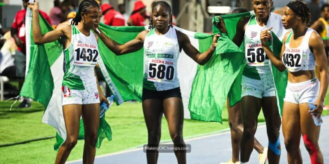 Nigeria makes history with fourth consecutive African women’s 4x100m gold