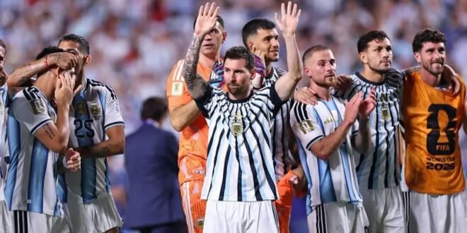 Messi scored his first World Cup hat-trick as Argentina beat Algeria