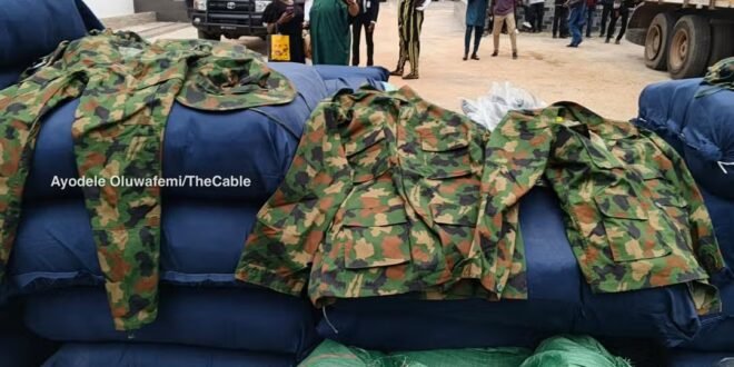 Police intercept a truck loaded with camouflage and suspected drugs in Lagos