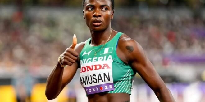 Tobi Amusan wins the 100 meters hurdles at the Brescia Grand Prix