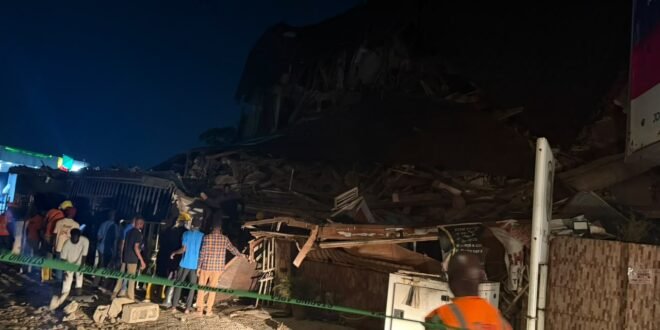 It’s happening now: Police officers respond to Abuja building collapse, rescue operations underway