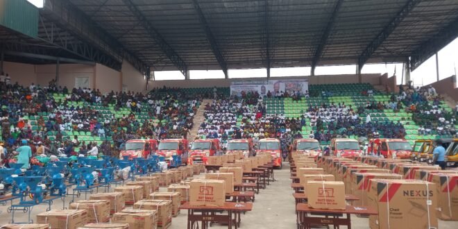 MP Ogun and Afuape empower Abeokuta South voters with buses, tricycles, motorcycles and business tools