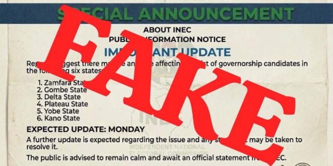 2027: INEC warns of fake gubernatorial candidate lists in 6 states