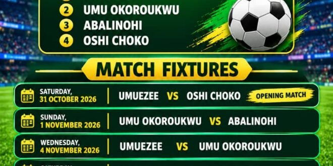 Four villages ready for Nze Sir Bon. Erege football competition in Nguru Nweke