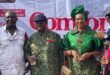 Senator Effiong Bob and wife celebrate the Comfort FM award for best radio station in the South-South