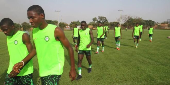 The Royal Eagles train on a poor pitch before the clash against Niger
