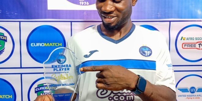 Williams voted Enyimba’s Player of the Month for September